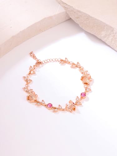 سوار مزين بالكريستال سواروفسكي، وردي زهري اللون للنساء والفتيات، من يلو تشايمز