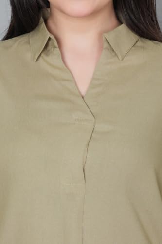 Image of Mlada Rayon Flare Top for Women | 3 /4th Sleeve Regular Fit and Flare Top | Women Office Tops Tunic | Western Long Shirt Top for Women | Shirt Collar Top for Women | Rayon Tunic Tops for Women Western