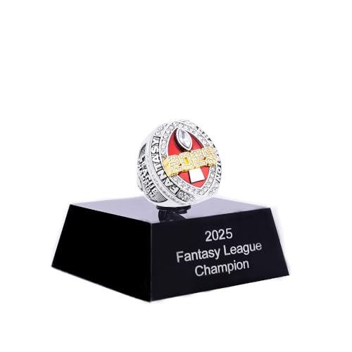 Image of 2025 Fantasy Football Championship Ring | Heavy FFL Champion Trophy Ring | Gold Silver Tone Plated Award Trophy for Fantasy Football League Winner