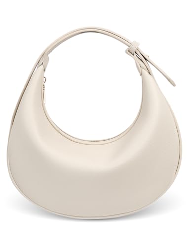 Ausing Crescent Moon Bag Lightweight Shoulder Purse Classic Hobo Clutch Shoulder Tote Clutch Handbags with 3 Zipper Closure Beige