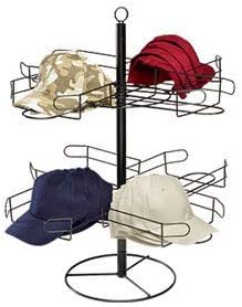 SSWBasics Soporte giratorio de 2 niveles para sombreros, soportes para sombreros de encimera para exhibición con estante para gorras, ideal para