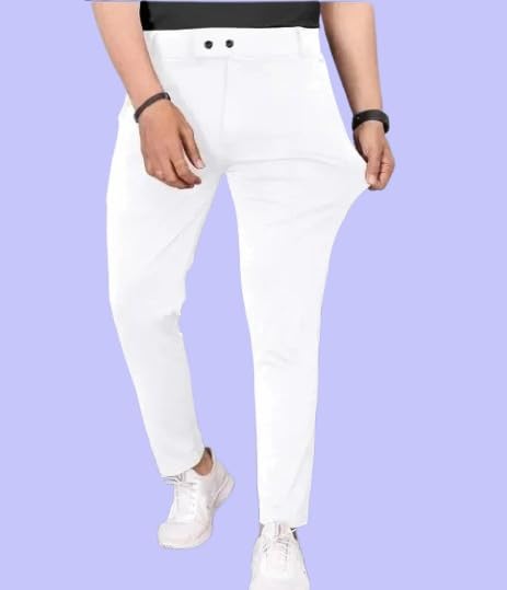 Image of Men's Slim Fit Lycra Blend Stretch Trousers | 2 Button Closure | Side Pockets | Formal & Casual Wear