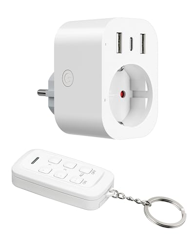 DEWENWILS Multiprise 4 en 1 avec USB, prise sans fil avec télécommande, prise et USB commutable individuellement, indicateur LED, portée de 30 m, 3680 W...