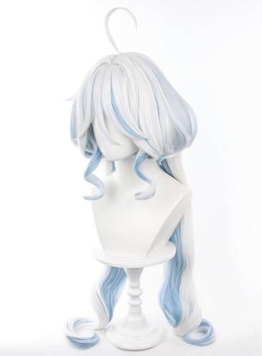 Platinum with Blue Long Wig for Focalors Furina Cosplay From Game Genshin Impact Synthetic Heat-Resistant Hair - Image 4