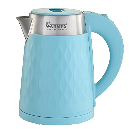 Image of Warmex Home Appliances Warmex Boil & Serve 09 1500 Watts Double Wall Inner Body Stainless Steel Electric Kettle 1.8 L (Blue)