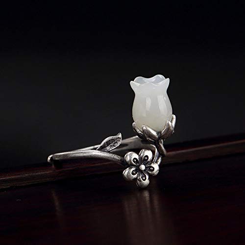 Bague ajustable femme en jade naturel pour cadeau d'anniversaire unique