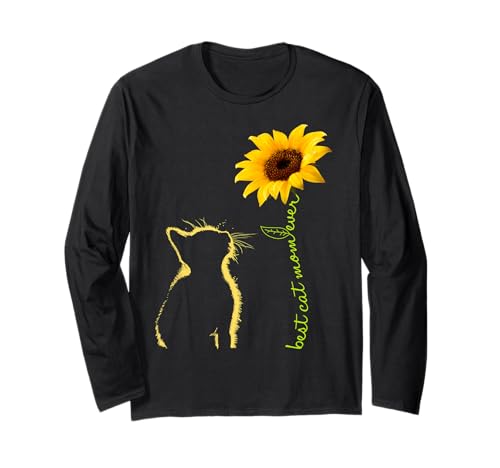 Best Cat Mom Ever Girasole Mamma Gatto Festa della Mamma Maglia a Manica
