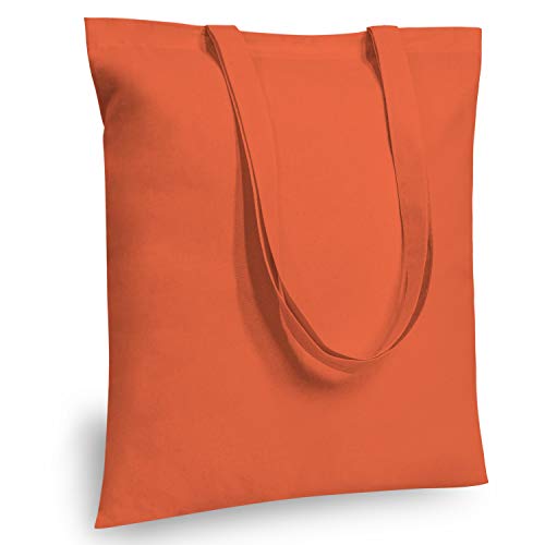TOPDesign 6-Pack Economical 16"x15" Orange Cotton Tote Bag, Lightweight Medium Reusable Grocery Shopping Cloth Bags, Suitable for DIY, Advertising, Promotion, Gift, Activity