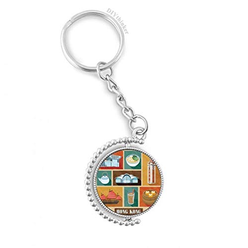 Llavero rotativo DIYthinker souvenir de Hong Kong con anillo Pilgrim