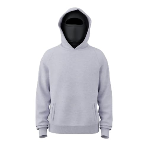 KUTFTBL Mens Hoodie with Ski Mask Grey/Medium