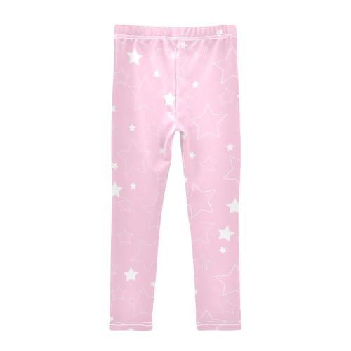 Pink White Star Girls Leggings,Workout Leggings for Girls Toddler Athletic Legging Size for 3-10T2