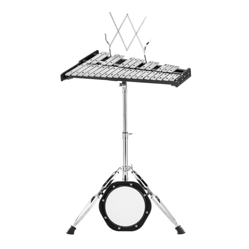 Image of VEVOR 30 Note Glockenspiel Xylophone Bell Kit, Professional Percussion Instrument Set with Mallets, Drum Sticks, Music Stand, 8 inch Practice Pad, Adjustable Stand and Carrying Bag for Students & Adults