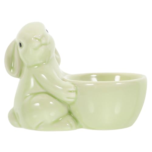 FONDOTIN Ceramic Cups for Boiled Eggs Rabbit Shape Easter Decor Storage Cup Stand Adorable Bunny Holder Porcelain Decor