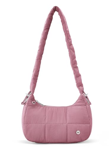 Image of WESTBRONCO Small Puffer Shoulder Bag, Quilted Crescent Crossbody Bags for Women Nylon Daily Purse, Womens Puffy Handbags