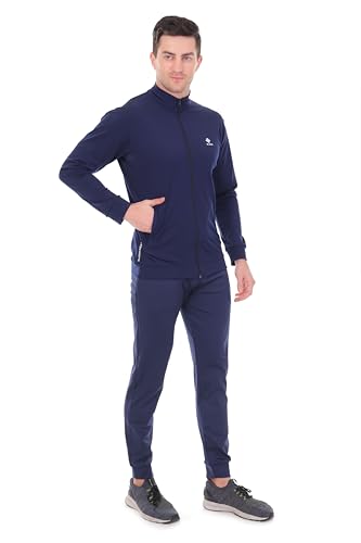 Image of BLUE STAR SHARK Men's Athletic Gym Running Sports Tracksuit | Regular Fit Sportswear | Nylon Zip Closure | Stand Collar Design | 2 Side Zipper Pockets | Comfortable & Stylish Track Suit for Men
