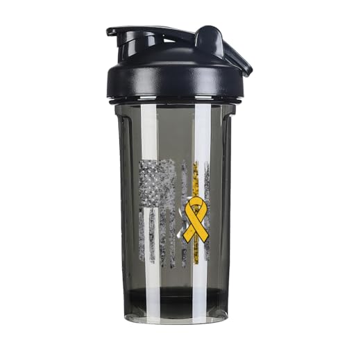 Appendix Cancer Awareness America Flag 18 Ounce Shaker Bottle Drink Mixer Leak-proof Pre Workout Protein Shakes Meal Replacement Shakes Bottles 500ML/18 Oz Black