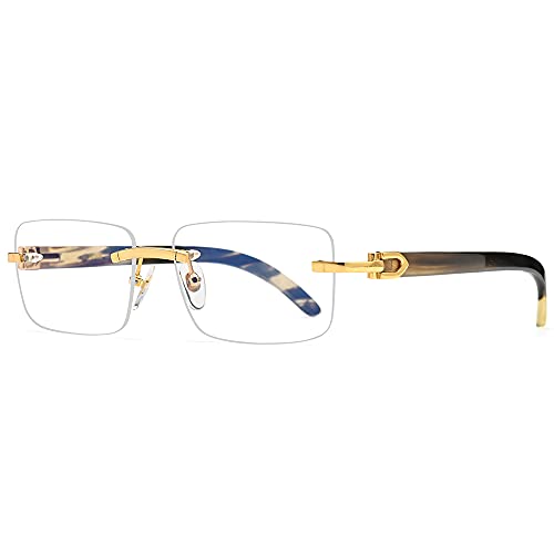 Image of HEPIDEM 100% Really Buffalo Horn Handmade Sun Glasses Square Rimless Luxury BUffs Sunglasses 0816