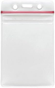 Vertical Resealable Vinyl Badge Holders - All Weather Resistant - 100 Pack