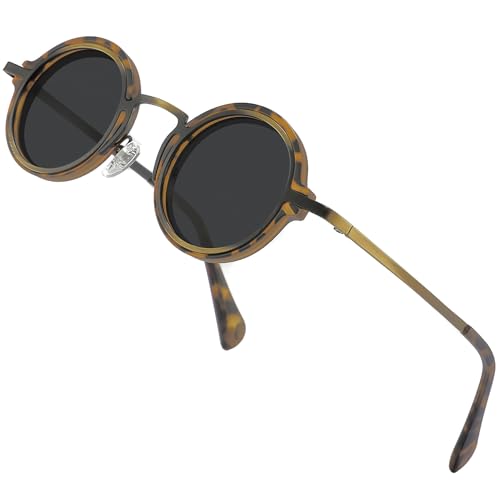 Technigadgets Dante Steampunk Vintage Round Polarized Sunglasses for Men Metal Frame Shades UV Protection2