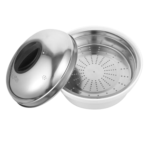 LIGIGWASH para Microondas de Acero Inoxidable de Contenedores para Cocer Verduras al Vapor Cocina Saludable y Fácil Limpieza para Panes y Arroz Microondas