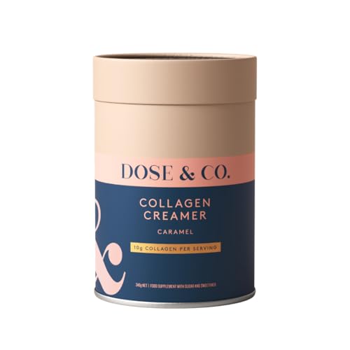 Dose & Co Caramel Collagen Creamer 340g | Bovine Collagen Peptides (Peptiplus) | 13g Protein per Serving | Skin Hair & Nails | Smooth Coffee Creamer | Halal Gluten-Free Non-GMO