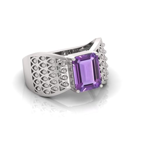 Bague Améthyste Contre le Stress Bague Réglable Panchdhatu Argenté 12 Ratti