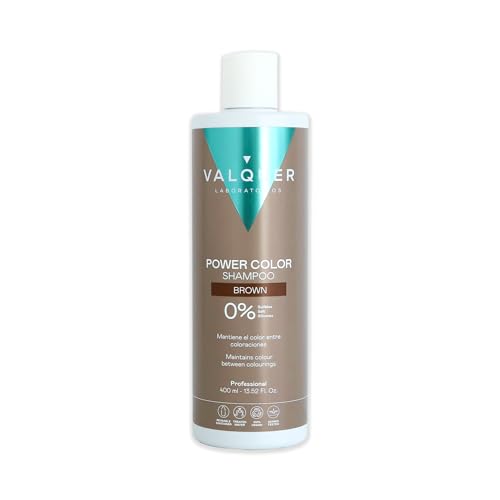 Valquer - Champú Power Color, Cabellos Teñidos - Vegano, Sin Sulfatos, 400 ml, Potenciador de Color para Cabello Castaño