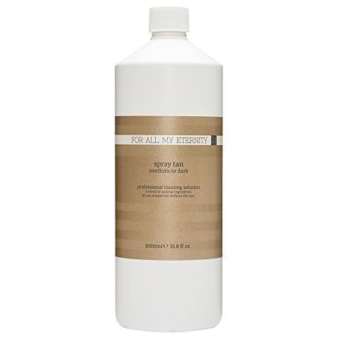 For All My Eternity Salon Spray Tan Solution 12% DHA Medium/Dark with Instant Natural Guide Colour - 1 Litre Paraben-free ADVANCED FORMULA Airbrush Solution/Tanning Mist Cover