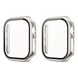 XFEN Paquete de 2 fundas con protector de pantalla de vidrio templado para Apple Watch Series 6 SE (2ª generación) Series 5 Series 4 de 44 mm, tacto suave, alta protección, protector de pantalla