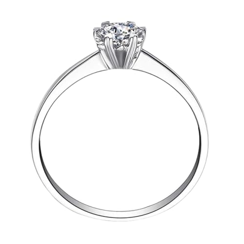 Homxi Anillo Alianzas Oro Rosa Mujer 18 Kilates, Redondo con Diamante de 0,2ct, Anillos Plata Matrimonio Mujer, Talla 22(62mm)