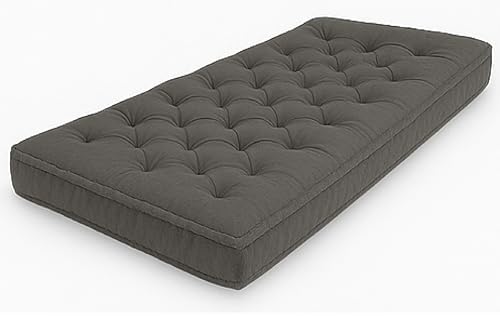 Image of ATOOTFUSION Cotton Floor Mattress, 4 inch Thick Tufted Cushion, 72 x 30 inch, Foldable, Rollable Light Weight Cotton Mattress (Grey)