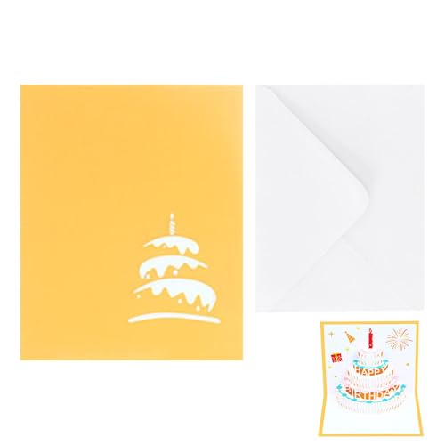 Pop-Up Grußkarten - Geburtstagskuchenkarte | Kreative Geburtstagstorte, -Grußkarten inklusive Umschlag für Mutter, Schwester, Junge, Mädchen, Überraschungs-Twist, handgefertigte Pop-Up-Karten für