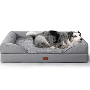 Gimars Cama Ortopédica para Perro 9,5 cm Gruesa, Cama Perro Grande con Cojín y Colchón 28D Tipo Caja de Huevo, Forro Impermeable, Funda Lavable, Sofá para Perros Grandes, Mayores y Artríticos