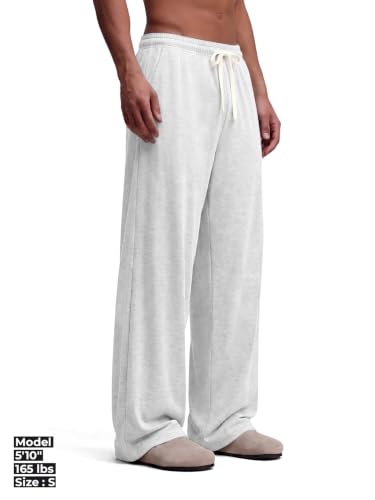 Image of Mens Baggy Sweatpants Wide Leg Loose Open Bottom Uncuffed Gym Casual Lightweight Y2K Pants Relaxed Pocket No Wrinkle | Black Grey Open Bottom Casual Relaxed Drawstring Lightweight Lounge No Wrinkle