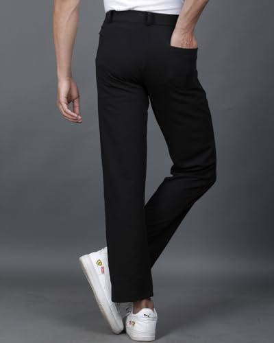 Image of EYEBOGLER Mens Solid Regular Fit Formal Pant