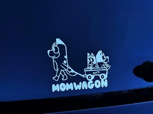Image of Momwagon Window Decal Waterproof White Vinyl Sticker Funny Momwagon Vinyl Decal for Car Truck Windows & SUVs