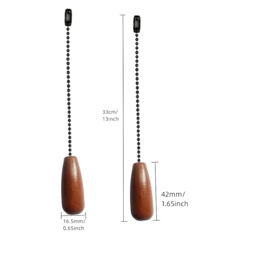 Image of Ceiling Fan Pull Chain Set,Wooden Decorative Fan Pull Chain Pendant Extension, 12 Inches Lighting & Fan Beaded Ball Chain Extender with Connector - 4 Pcs