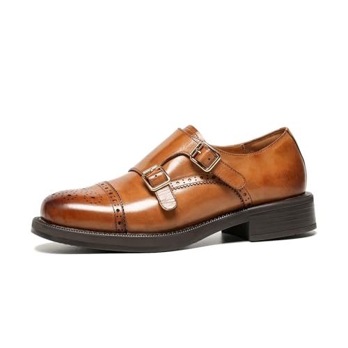 Image of BEAU TODAY Women Monk Strap Loafers Cap Toe Business Causal Loafer Shoes