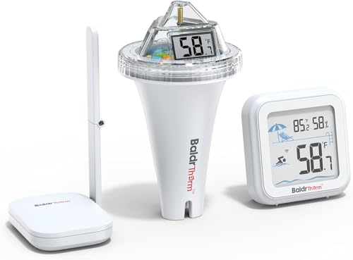 BaldrTherm WiFi Smart Pool Thermometer with Gateway, Anti-Fog 360° Reading, IPX7 Waterproof & Remote App Notifications for Swimming Pools, Hot Tubs, Ice Baths, Spas, Aquariums & Ponds