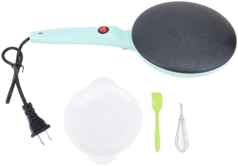 Asixxsix Electric Crepe Maker, 8 Inch Portable Crepe Maker Machine with Long Handle, Auto Temperature Control, Non Stick Instant Crepe Pan with Tray, Silicone Spatula and Egg Whisk (US