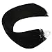Ugeat Micro Loop Hair Extensions Real Human Hair Natural Black Microlink Hair Extensions Micro Loop Extensions Human Hair Micro Ring Extensions Real Human Hair Black #1 50S 16 Inch
