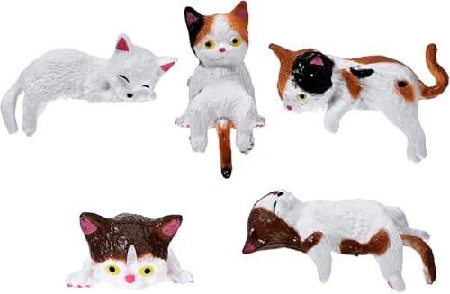 Image of 5Pcs Car Decor Accessories, Car Toys for Car Interior, Sleeping Cat Figurines for Rearview Mirror Home Office Any Occasion (5pcs(Multicolor) B)