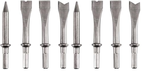 Einhell Set de 4 Burins pour marteau burineur pneumatique (Burin plat, Burin pointu, Burin à rivets, Burin de séparation) (Lot de 2)