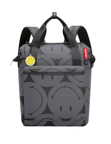 reisenthel allrounder R smiley grey – Rucksack und Tragetasche in einem – Mit Stecklasche für Reisetrolleys