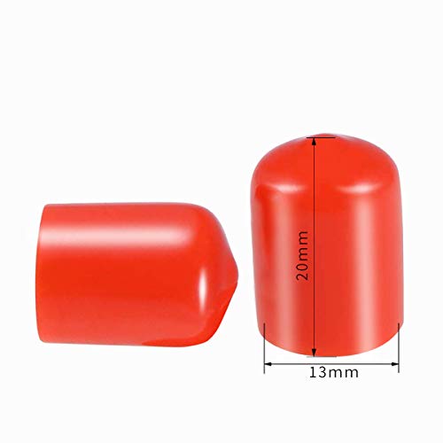 Screw Thread Protectors, PVC Rubber Round Tube Bolt Cap Plastic End Cap Cover Thread Protectors Red, Inner Dia 13mm, 100 Pcs - Image 2