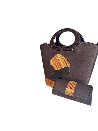 Sac rigide en Wax de qualité supérieure, anse en bois noble et pochette chic assortie