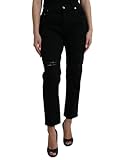  Dolce & Gabbana Jean élégant taille haute noir stretch pour femme, Noir/blanc, 40