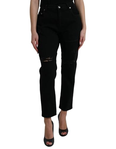  Dolce & Gabbana Jeans da donna elasticizzati neri eleganti a vita alta, Nero, 40