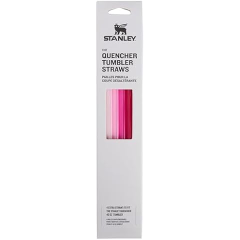 Stanley Reusable Quencher Straws | 4-Pack of BPA-Free, Reusable Straws for Clean Drinking | Perfect for Stanley's 40oz Tumblers | Pink Cover