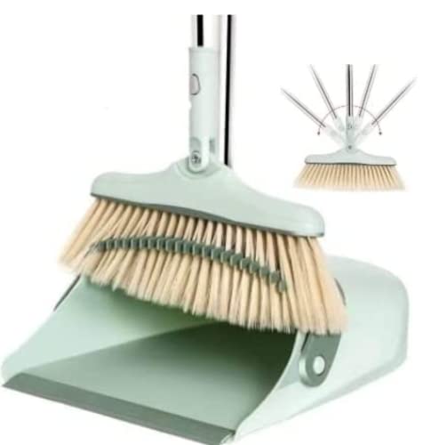 EVENT! SWISSPACK TWIST 54' Long Handled Dustpan and Brush, Broom and Dustpan Set, Household Dust pan Combo, Long Handle for Indoor Outdoor Household Cleaning and Sweeping Green